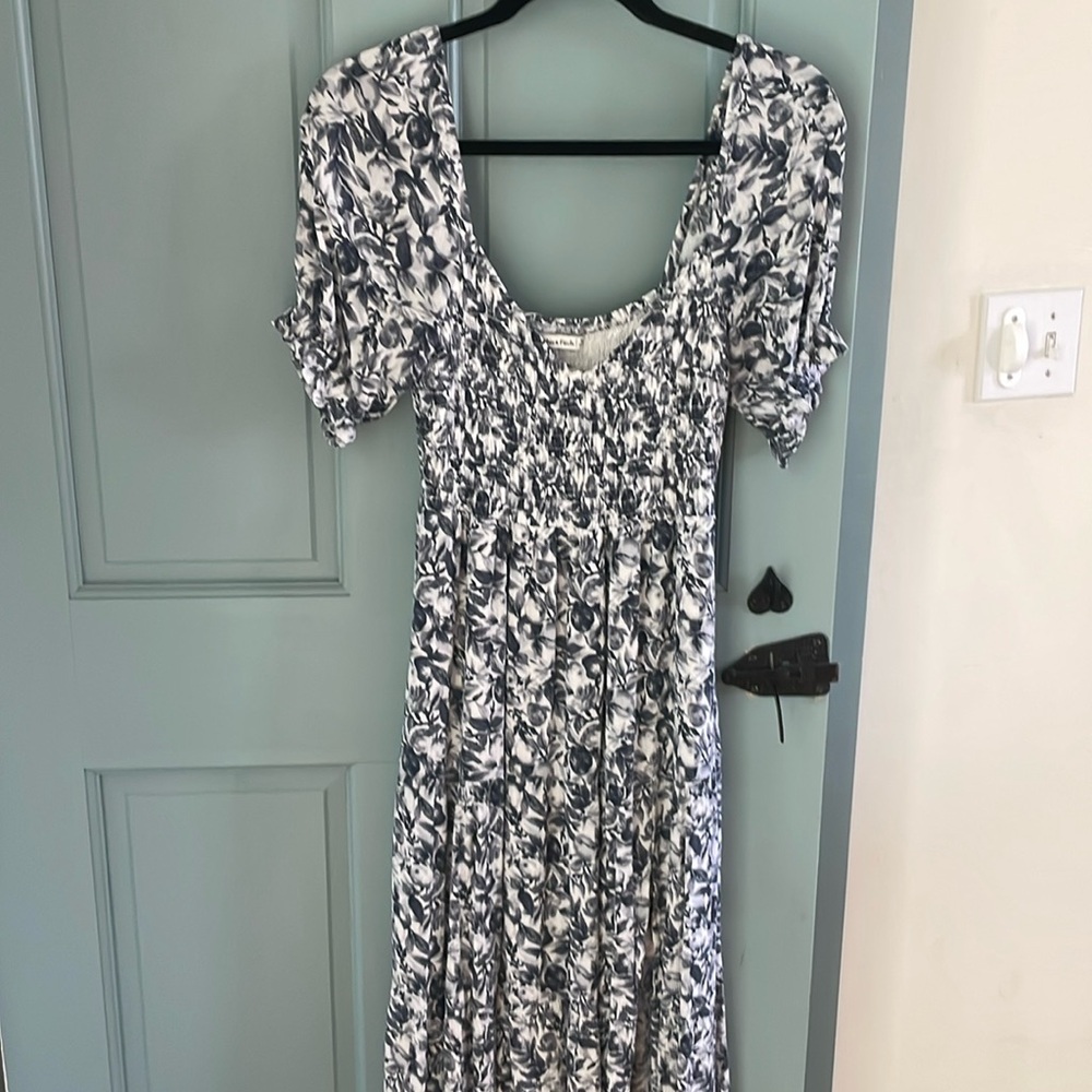 Blue and white floral dress